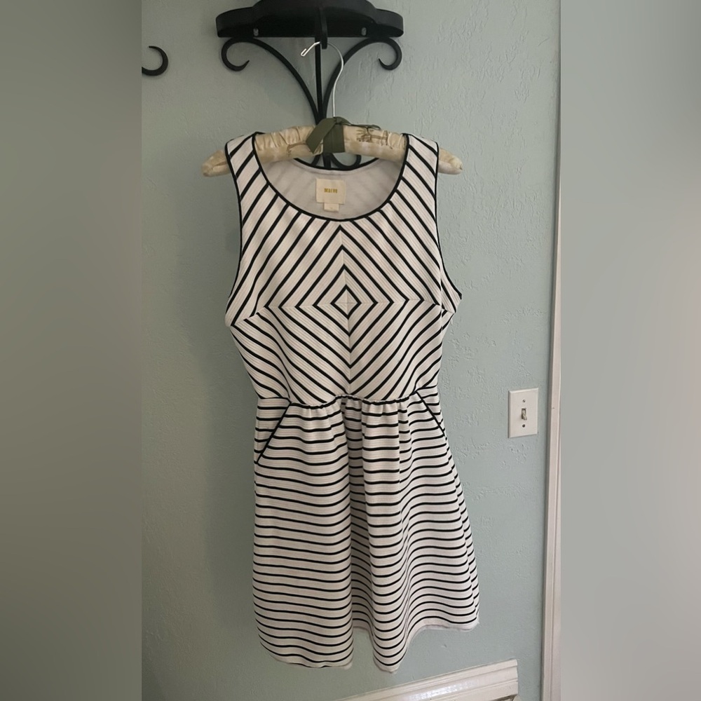 Anthropologie Maeve black and white dress size 12 - Picture 2 of 6